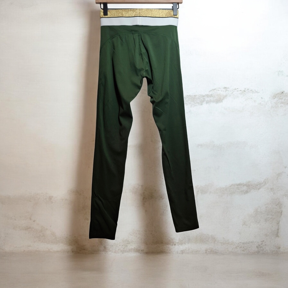 Pink Active Green Leggings with Gold and White Waistband - Size S - Yoga, Gym